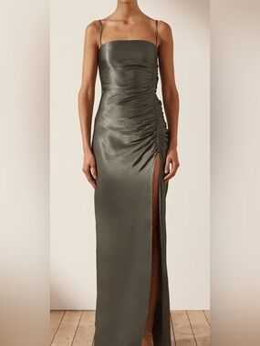 Shona Joy La Lune Ruched Dress in Olive